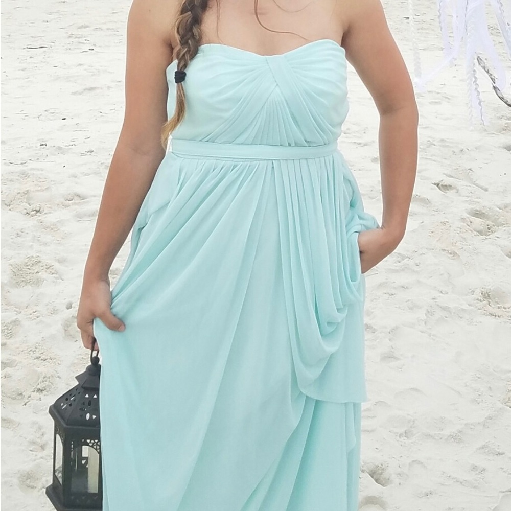 David’s bridal blue/aqua bridesmaids dress size 2/4